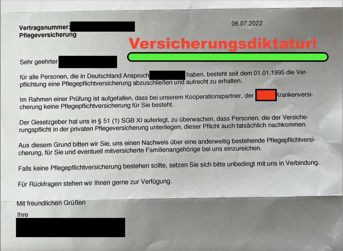 Pflegeversicherungsdiktatur in Deutschland!