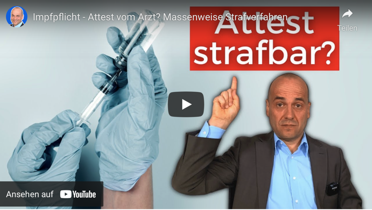 Impfpflicht – Attest vom Arzt? Massenweise Strafverfahren!