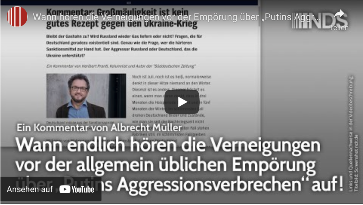 Wann hören die Verneigungen vor der Empörung über „Putins Aggressionsverbrechen“ auf!