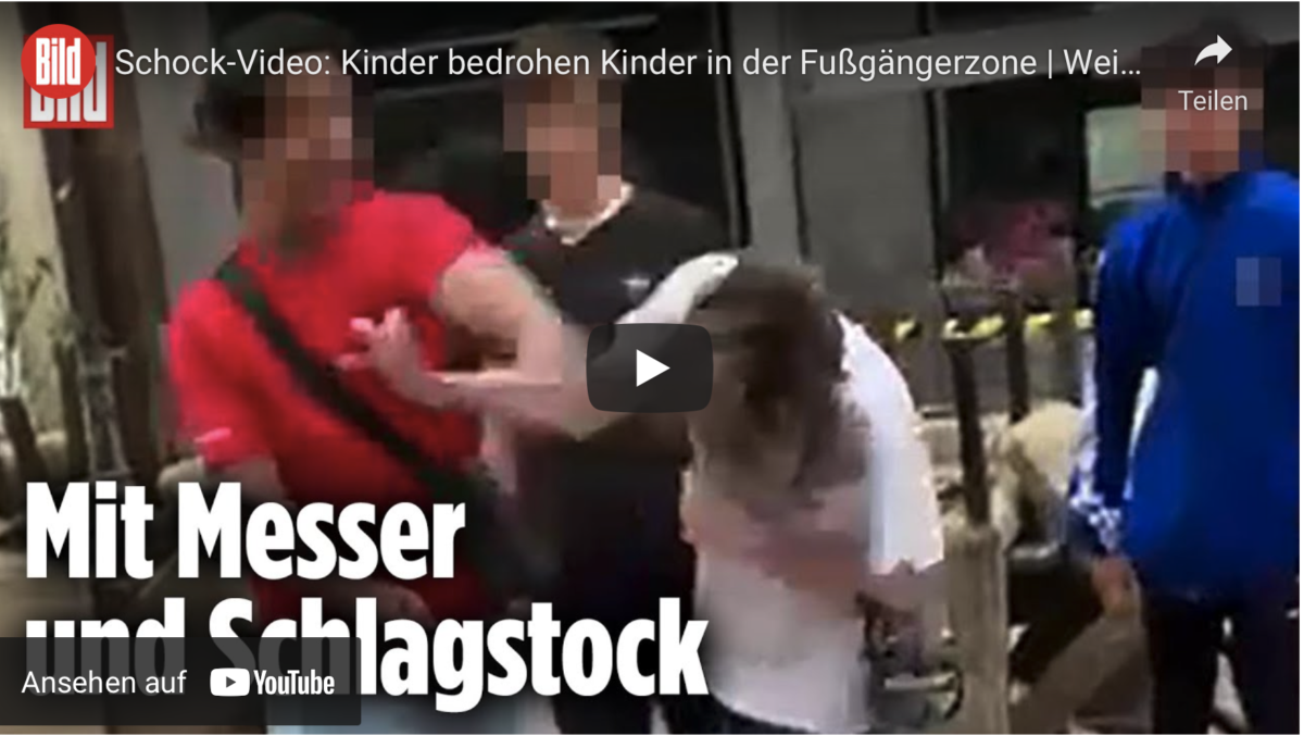 Schock-Video aus Weinheim: Kinder bedrohen Kinder in der Fußgängerzone