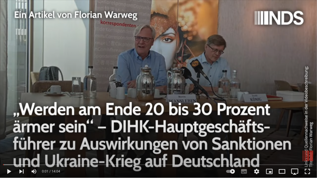 „Werden 20–30% ärmer sein“ DIHK-Hauptgeschäftsführer. Sanktionen & Ukraine-Krieg.