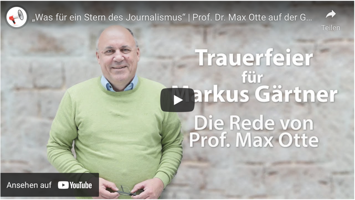 „Was für ein Stern des Journalismus“ | Prof. Dr. Max Otte auf der Gedenkfeier für Markus Gärtner