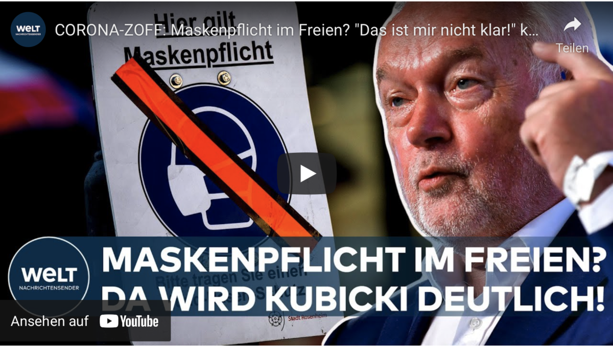 CORONA-ZOFF: Maskenpflicht im Freien? „Das ist mir nicht klar!“ kritisiert FDP-Mann Kubicki scharf!