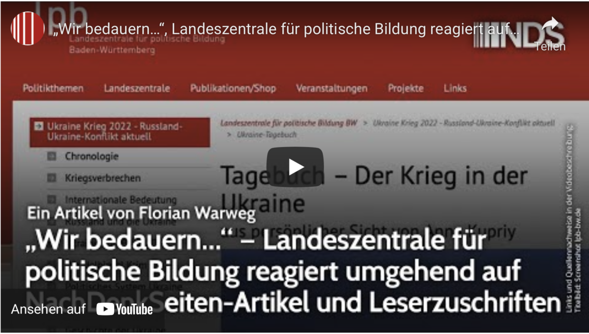 „Wir bedauern…“, Landeszentrale für politische Bildung reagiert auf NDS & Leser