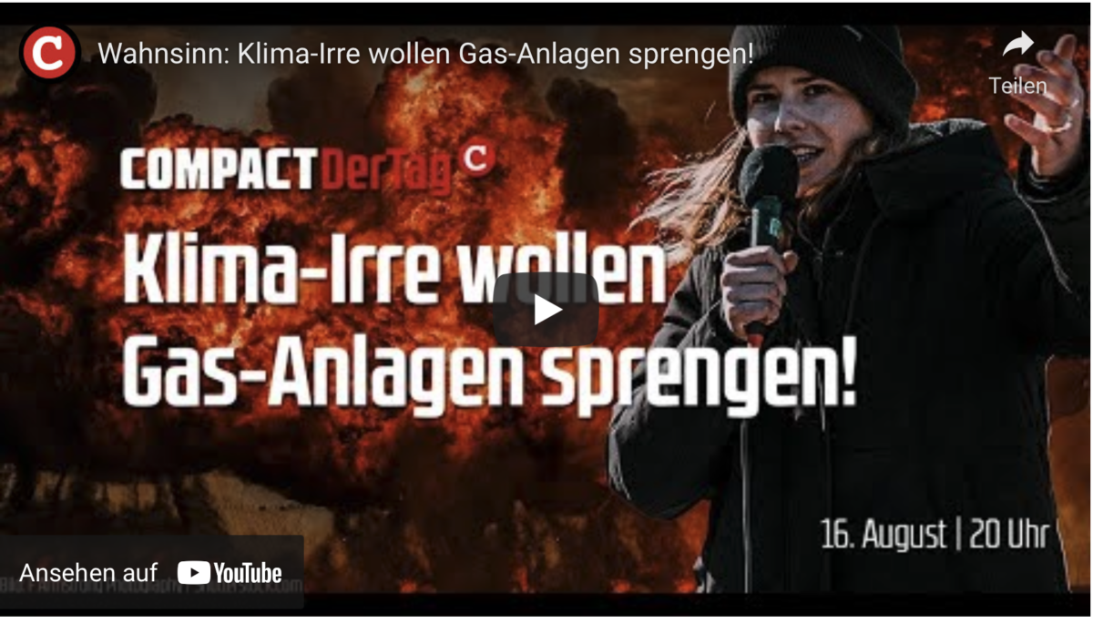 Wahnsinn: Klima-Irre wollen Gas-Anlagen sprengen!