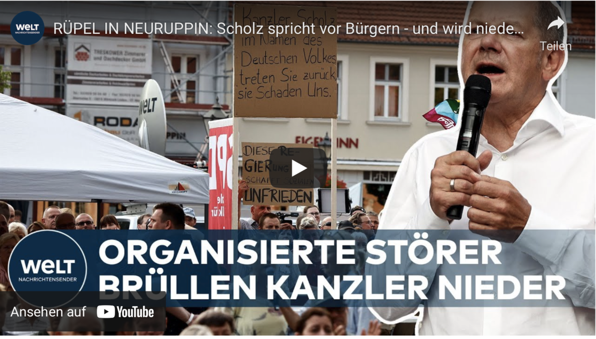 RÜPEL IN NEURUPPIN: Scholz spricht vor Bürgern – und wird niedergebrüllt!