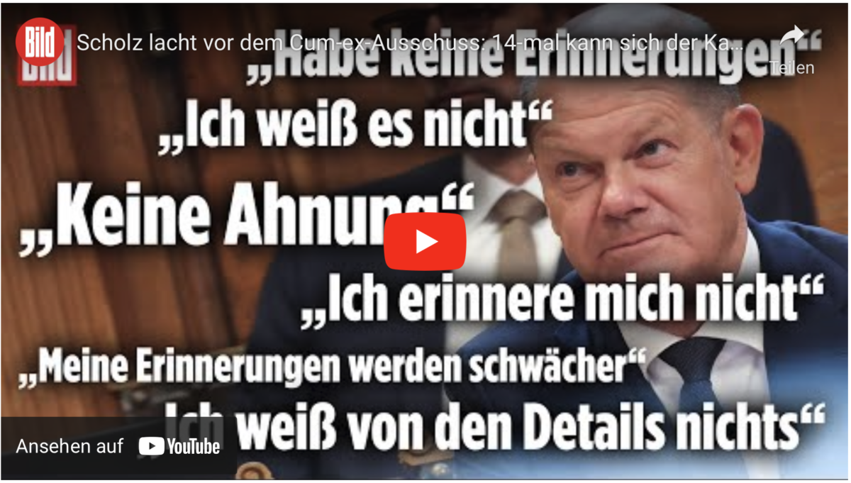 Scholz lacht vor dem Cum-ex-Ausschuss: 14-mal kann sich der Kanzler nicht erinnern!