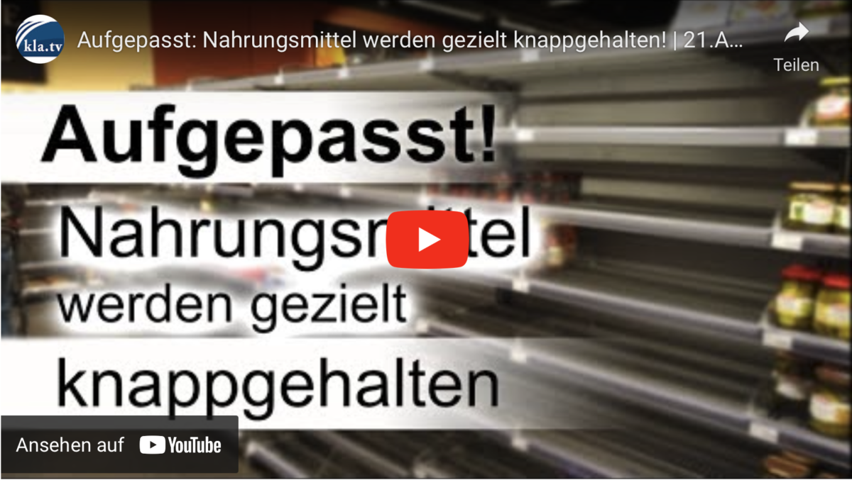 Aufgepasst: Nahrungsmittel werden gezielt knappgehalten!