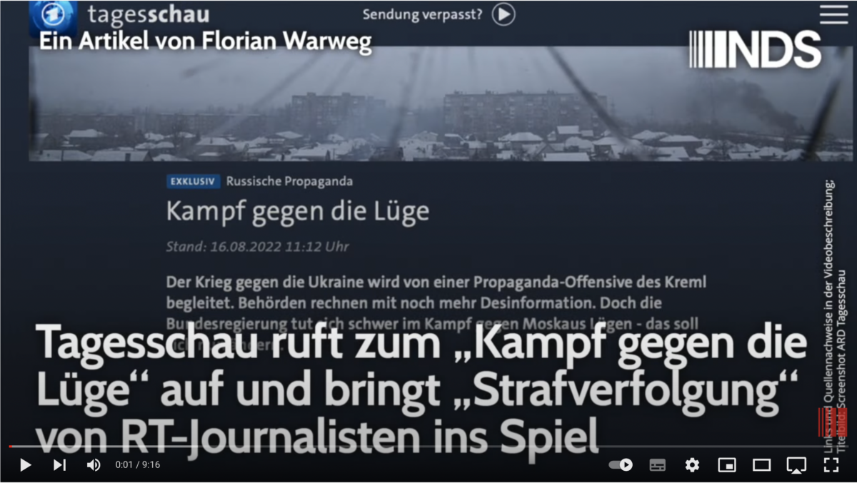 Tagesschau ruft zum „Kampf gegen die Lüge“ auf & bringt „Strafverfolgung“ RT-Journalisten ins Spiel