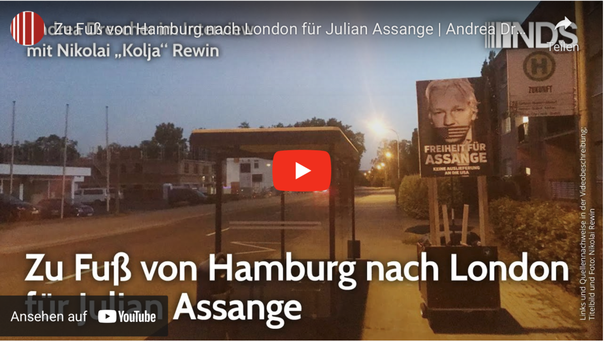 Zu Fuß von Hamburg nach London für Julian Assange