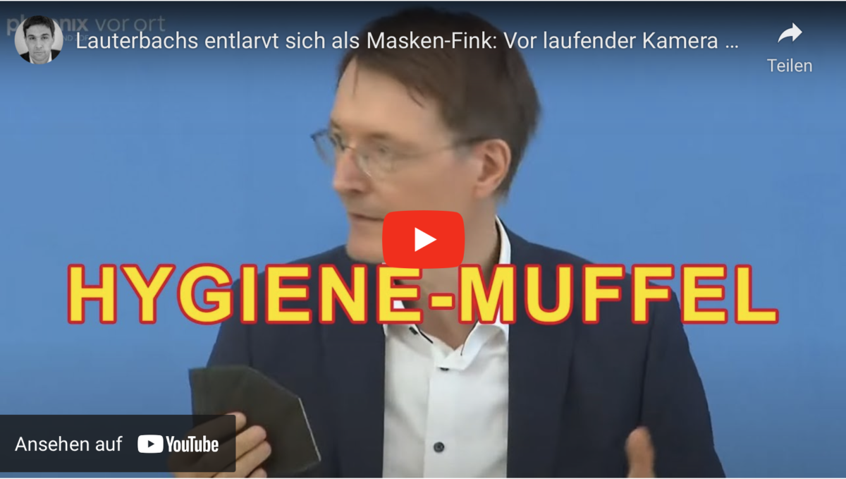 Lauterbachs entlarvt sich als Masken-Fink: Vor laufender Kamera Verstoß gegen eigene Hygiene-Regeln