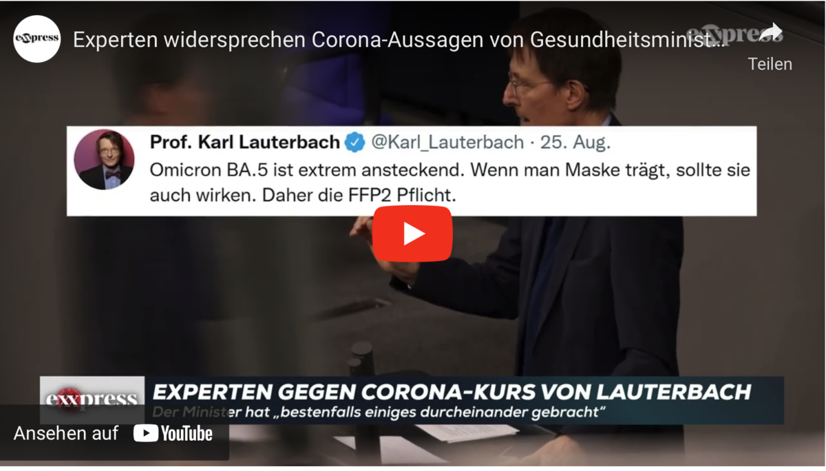 Experten widersprechen Corona-Aussagen von Gesundheitsminister Lauterbach!