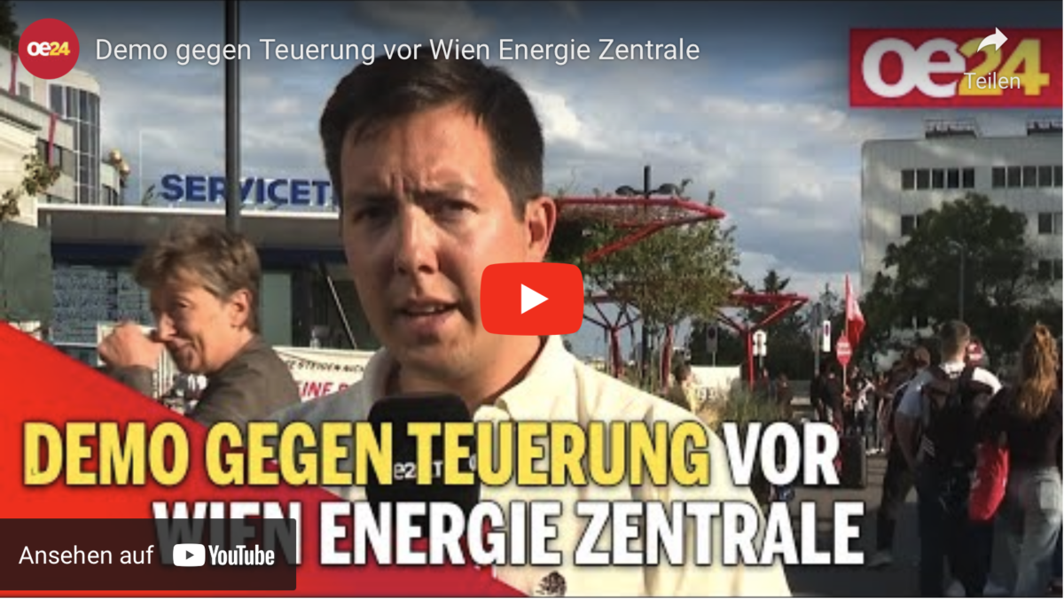 Demo gegen Teuerung vor Wien Energie Zentrale