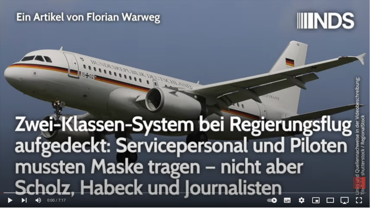 2-Klassensystem Regierungsflug. Personal&Piloten: Maskenpflicht – Scholz, Habeck, Journalisten nicht