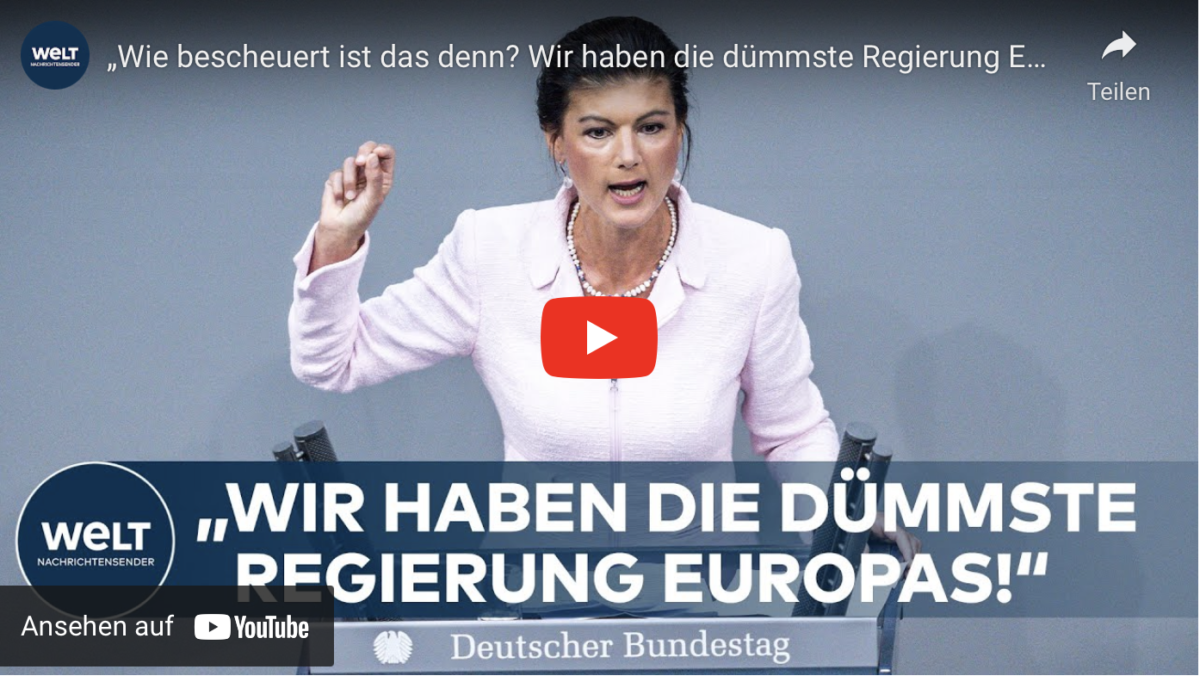 „Wie bescheuert ist das denn? Wir haben die dümmste Regierung Europas!“ WAGENKNECHT teilt aus