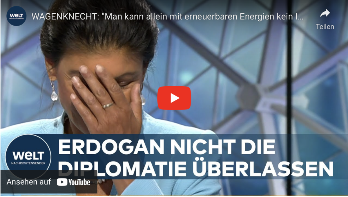 WAGENKNECHT: „Man kann allein mit erneuerbaren Energien kein Industrieland betreiben“!
