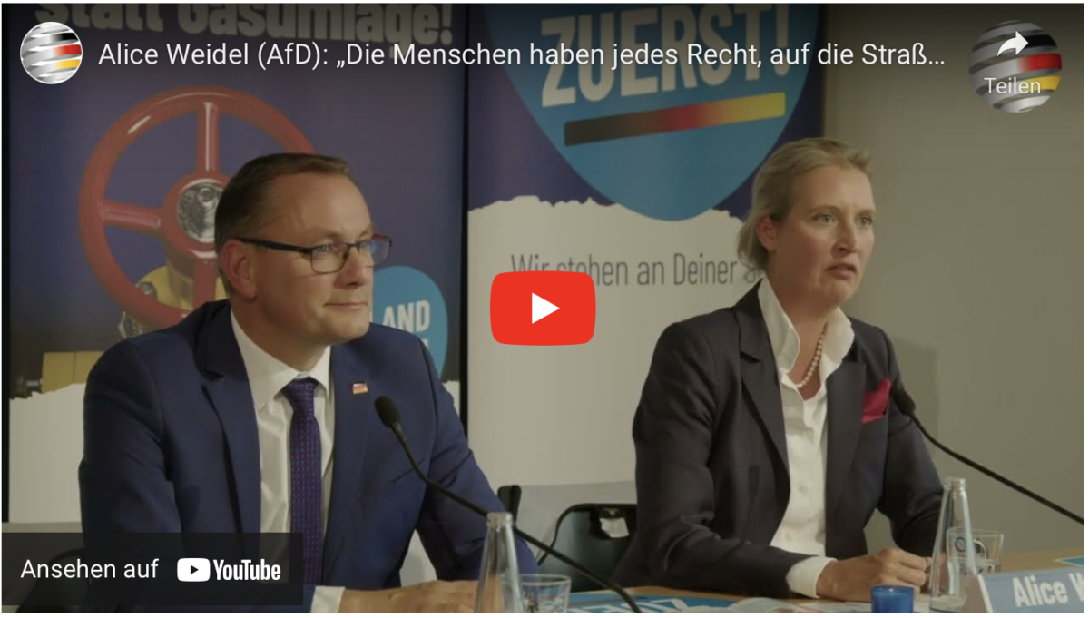 Alice Weidel (AfD): „Die Menschen haben jedes Recht, auf die Straße zu gehen!“