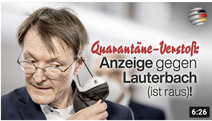 Quarantäne-Verstoß: Anzeige gegen Lauterbach (ist raus)!