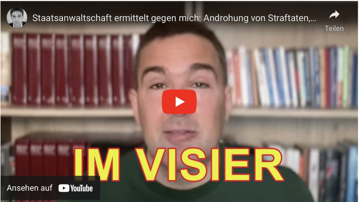 Staatsanwaltschaft ermittelt gegen mich: Androhung von Straftaten, Störung des öffentlichen Friedens!