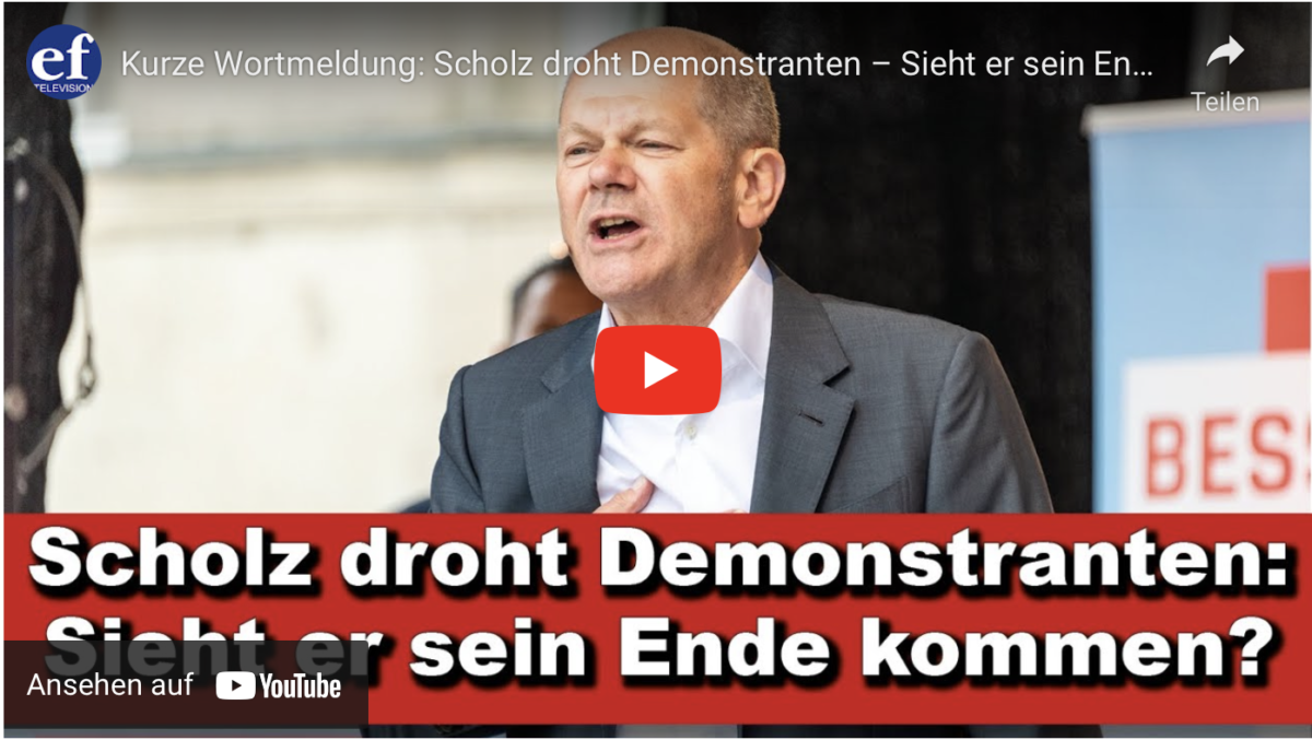 Kurze Wortmeldung: Scholz droht Demonstranten – Sieht er sein Ende kommen?