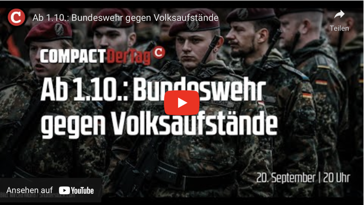 Ab 1.10.: Bundeswehr gegen Volksaufstände