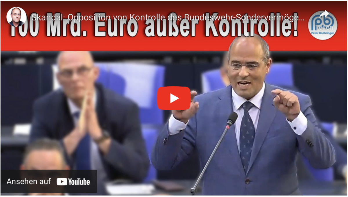 Skandal: Opposition von Kontrolle des Bundeswehr-Sondervermögens ausgeschlossen!
