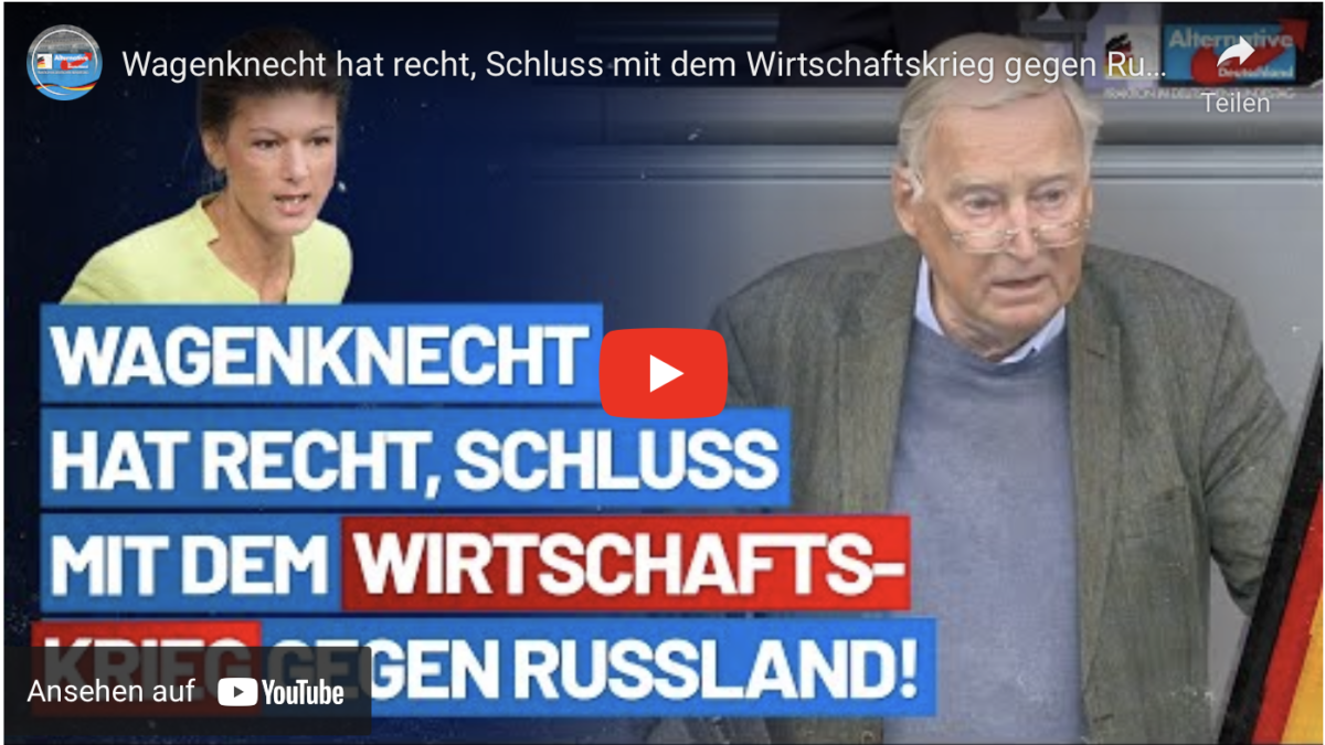 Wagenknecht hat recht, Schluss mit dem Wirtschaftskrieg gegen Russland!