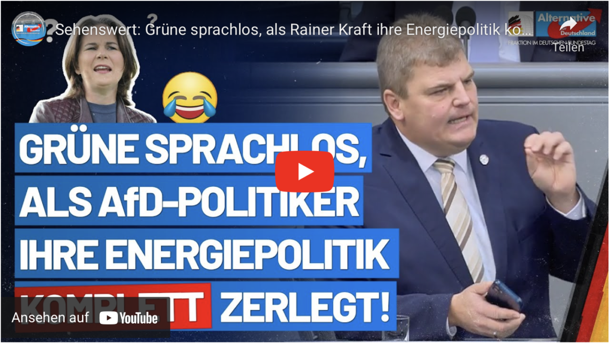 Sehenswert: Grüne sprachlos, als Rainer Kraft ihre Energiepolitik komplett zerlegt!