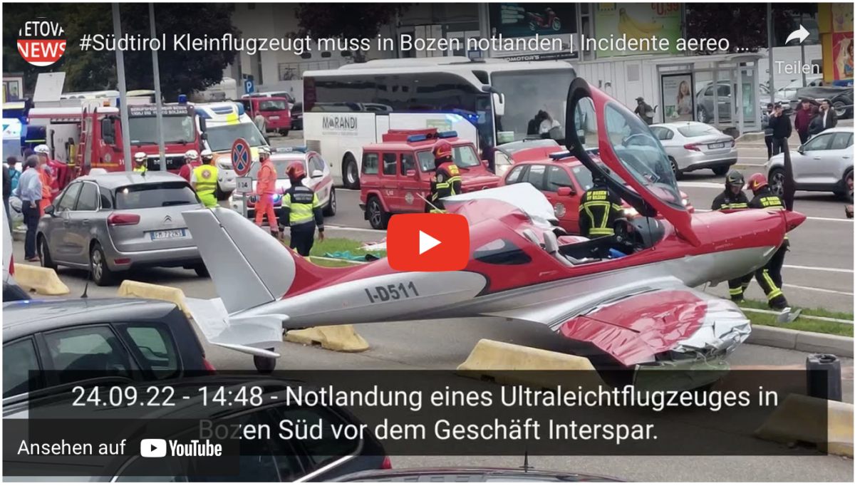 #Südtirol Kleinflugzeugt muss in Bozen notlanden!