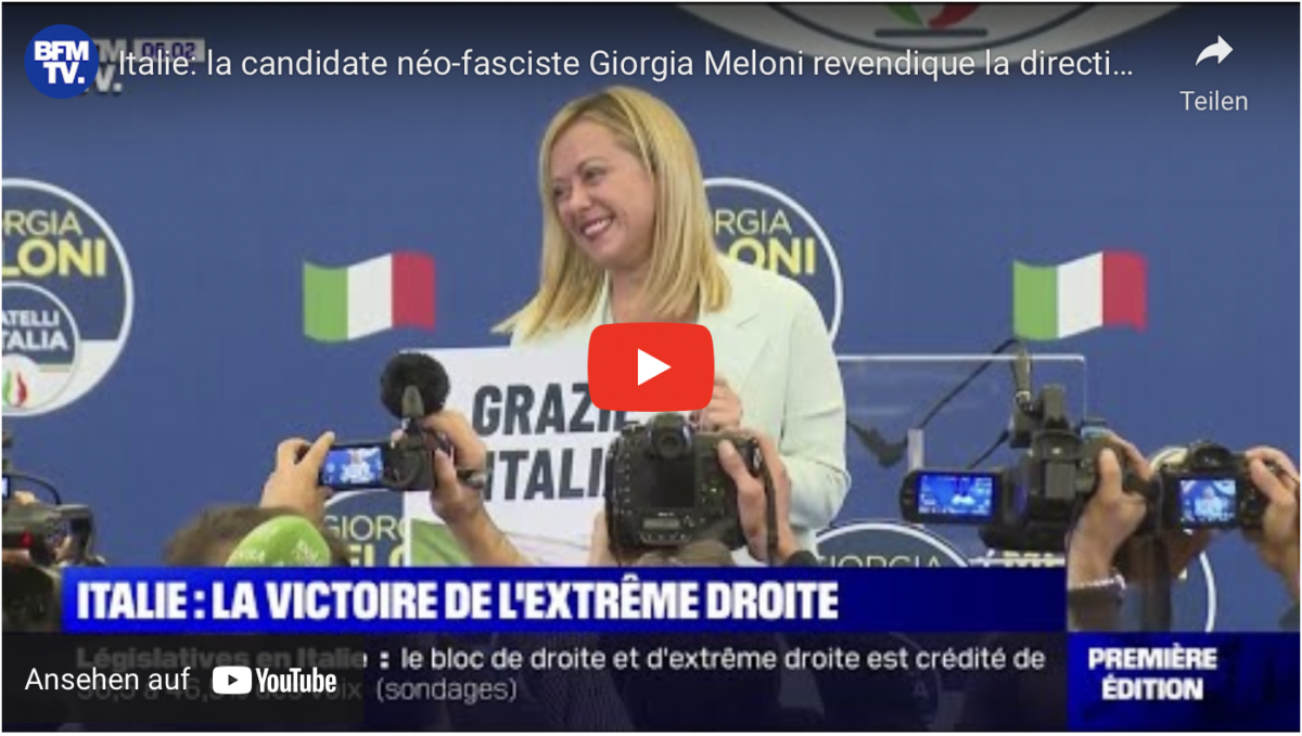 Italien: Die neofaschistische Kandidatin Giorgia Meloni erhebt Anspruch auf die Führung der nächsten Regierung