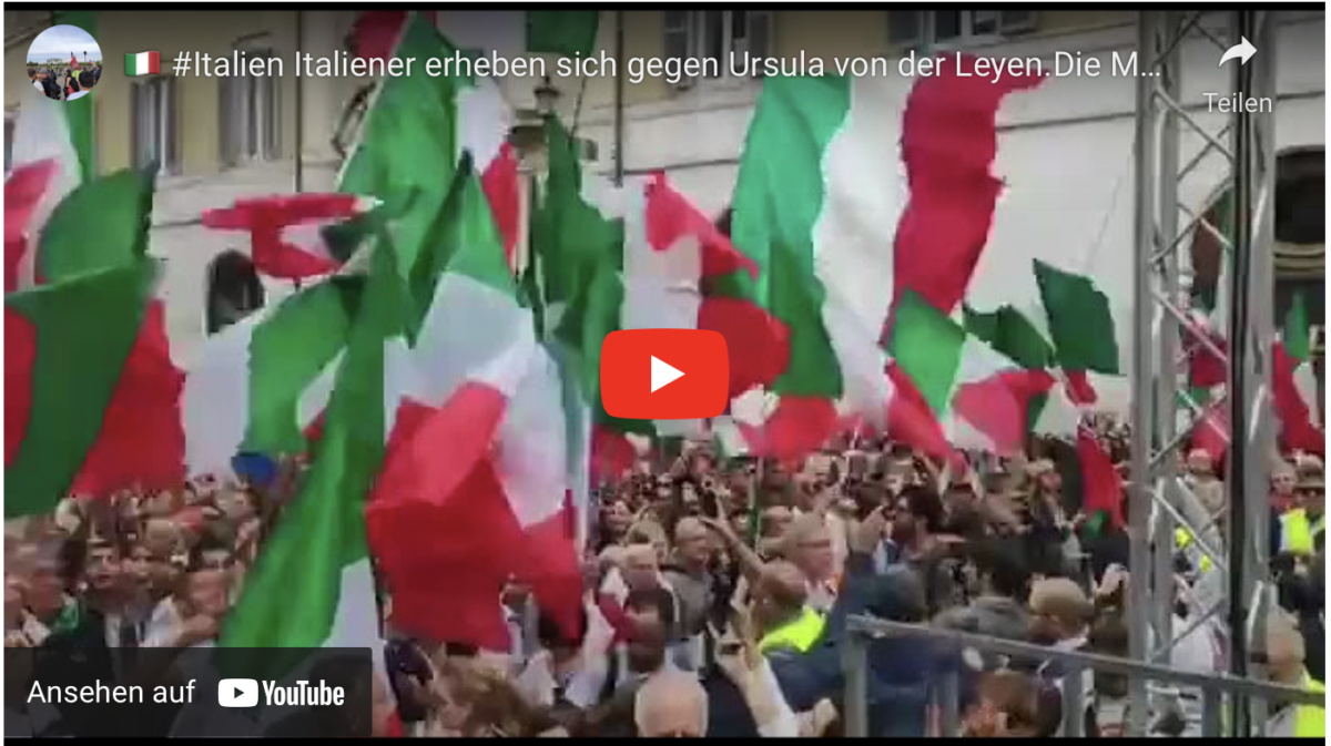 #Italien Italiener erheben sich gegen Ursula von der Leyen. Die Menschen des Landes skandieren!