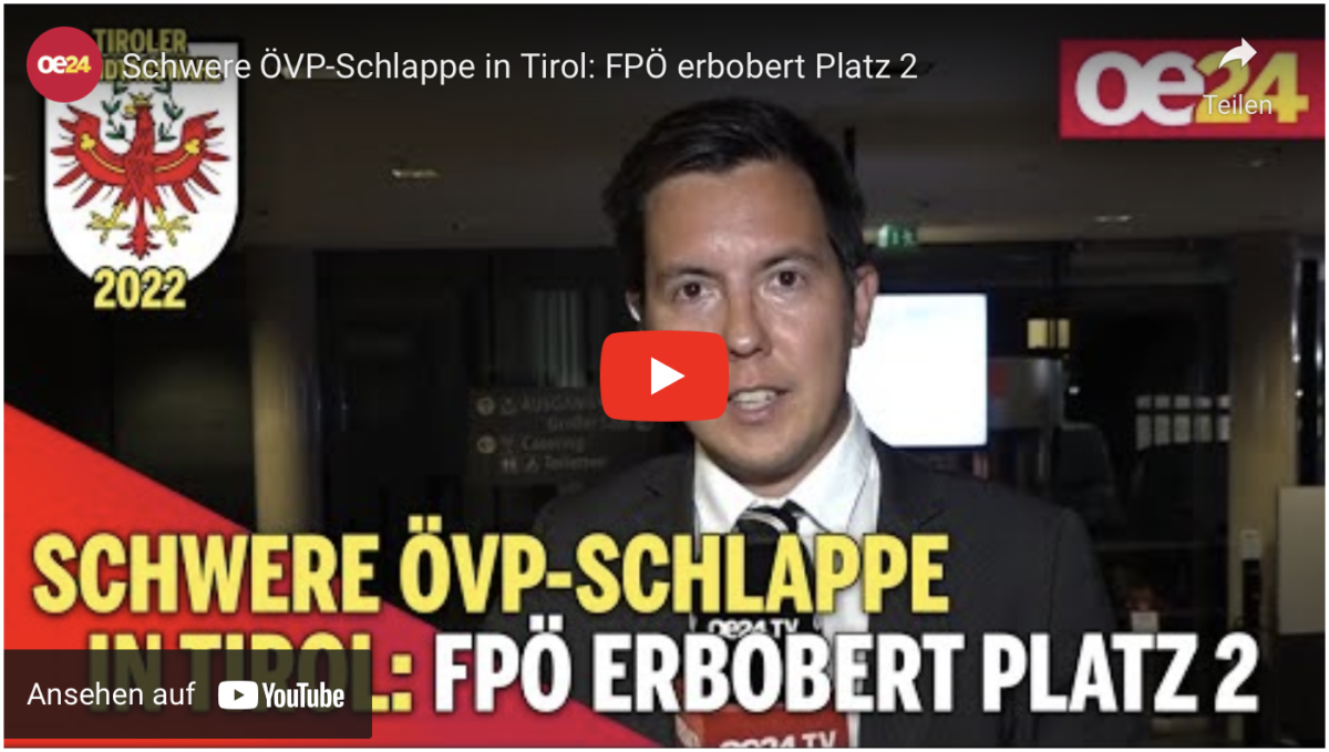 Schwere ÖVP-Schlappe in Tirol: FPÖ erbobert Platz 2