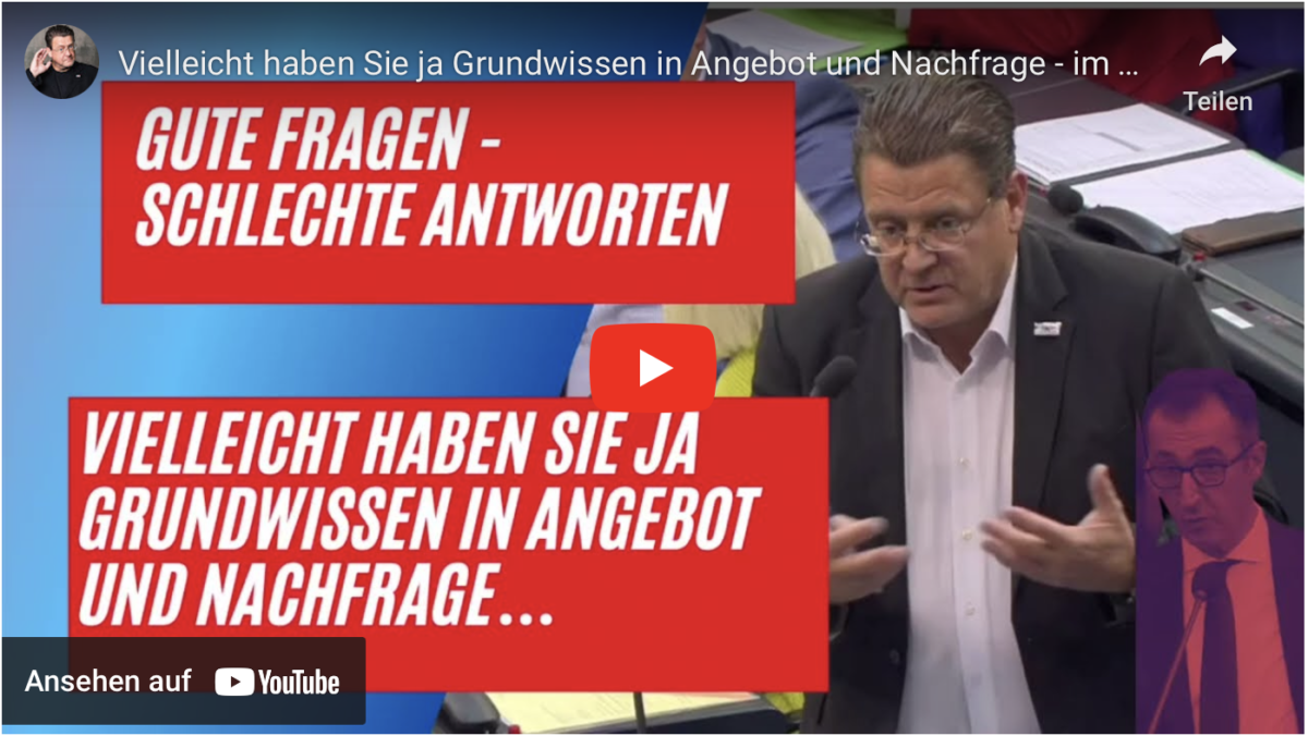 Vielleicht haben Sie ja Grundwissen in Angebot und Nachfrage – im Gegensatz zu Habeck!