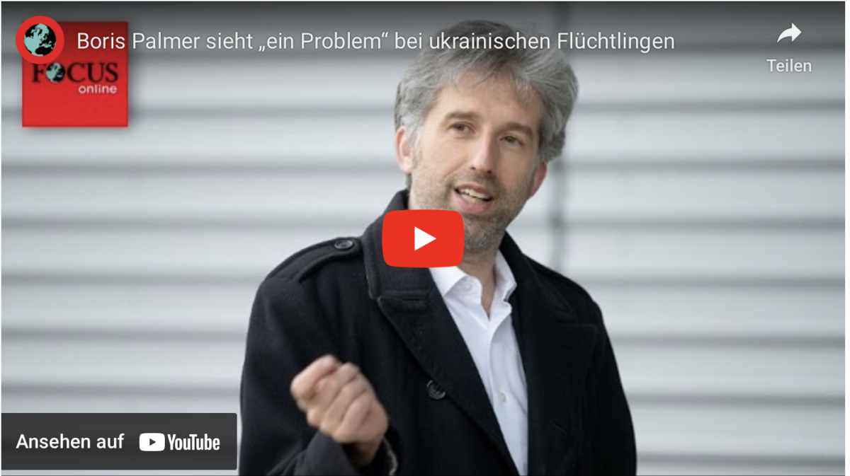 Boris Palmer sieht „ein Problem“ bei ukrainischen Flüchtlingen!