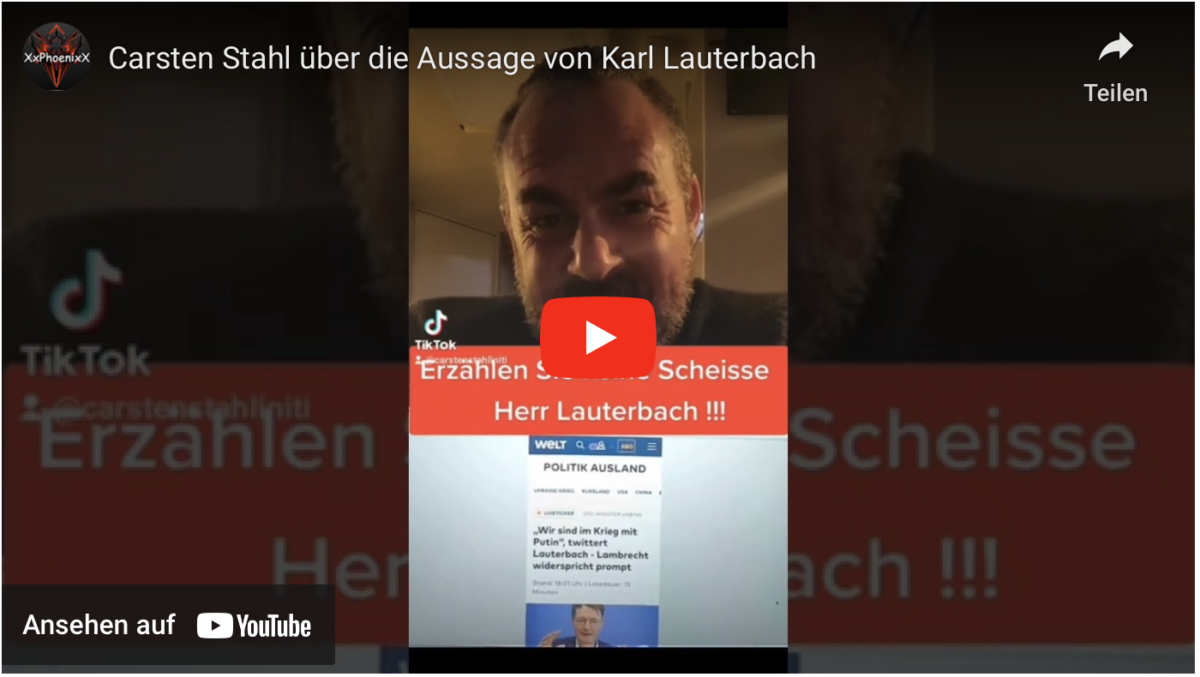 Carsten Stahl über die Aussage von Karl Lauterbach!