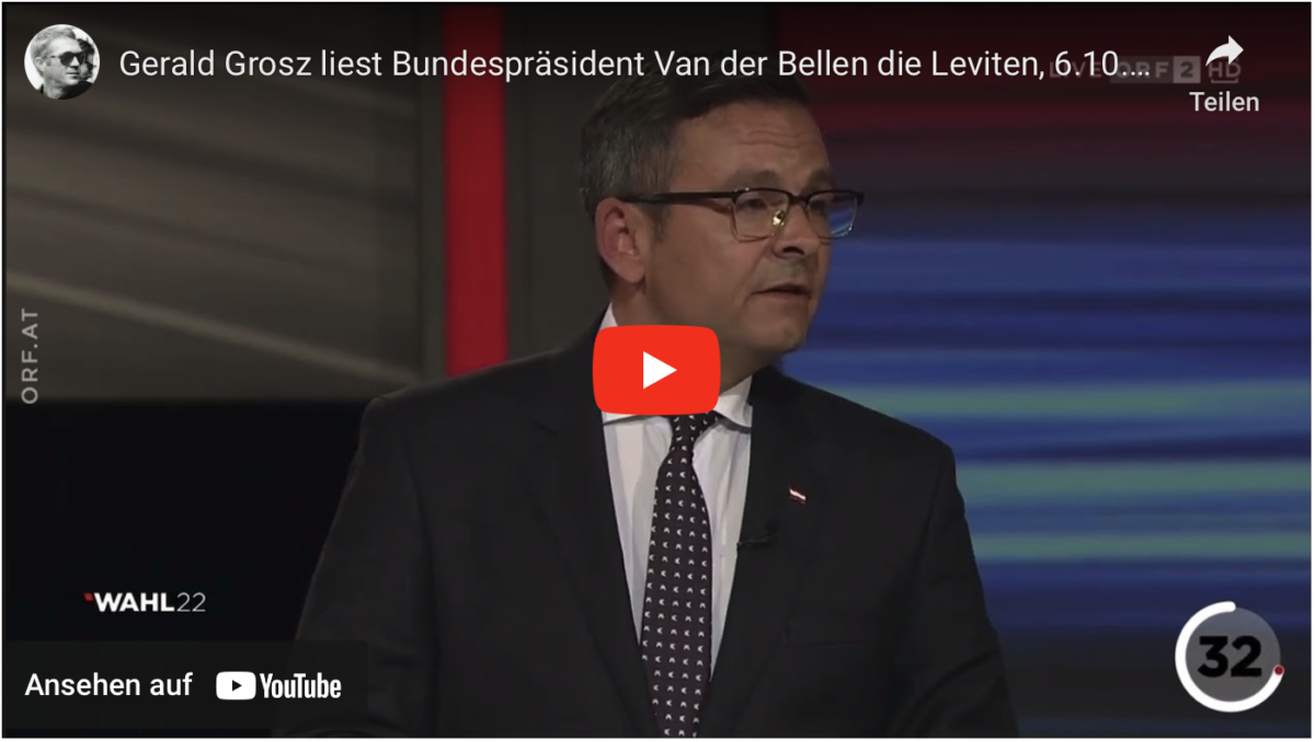 Gerald Grosz liest Bundespräsident Van der Bellen die Leviten!