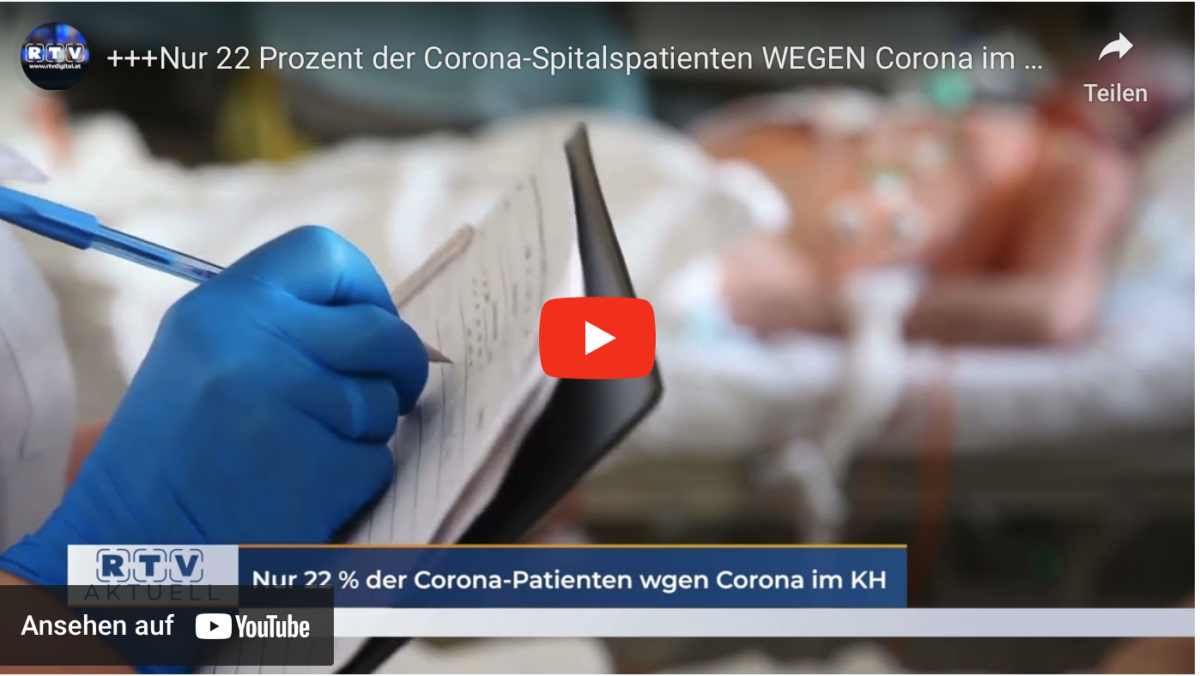 +++Nur 22 Prozent der Corona-Spitalspatienten WEGEN Corona im Krankenhaus!+++