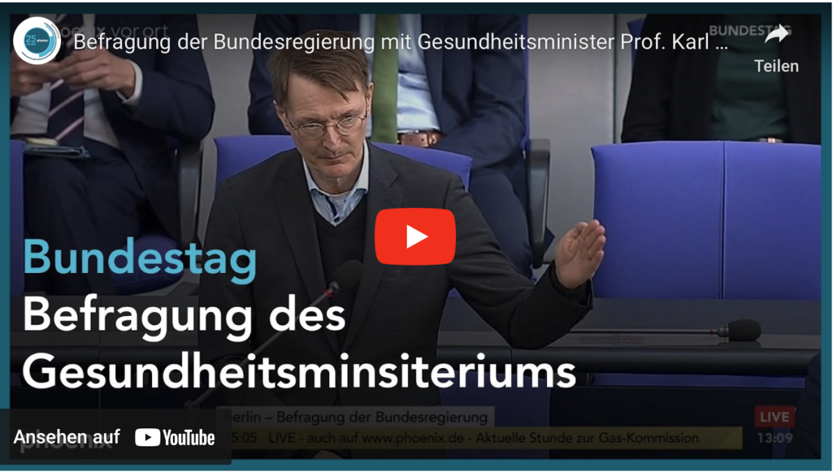 Muss man anschauen! Befragung der Bundesregierung mit Gesundheitsminister Prof. Karl Lauterbach am 12.10.22