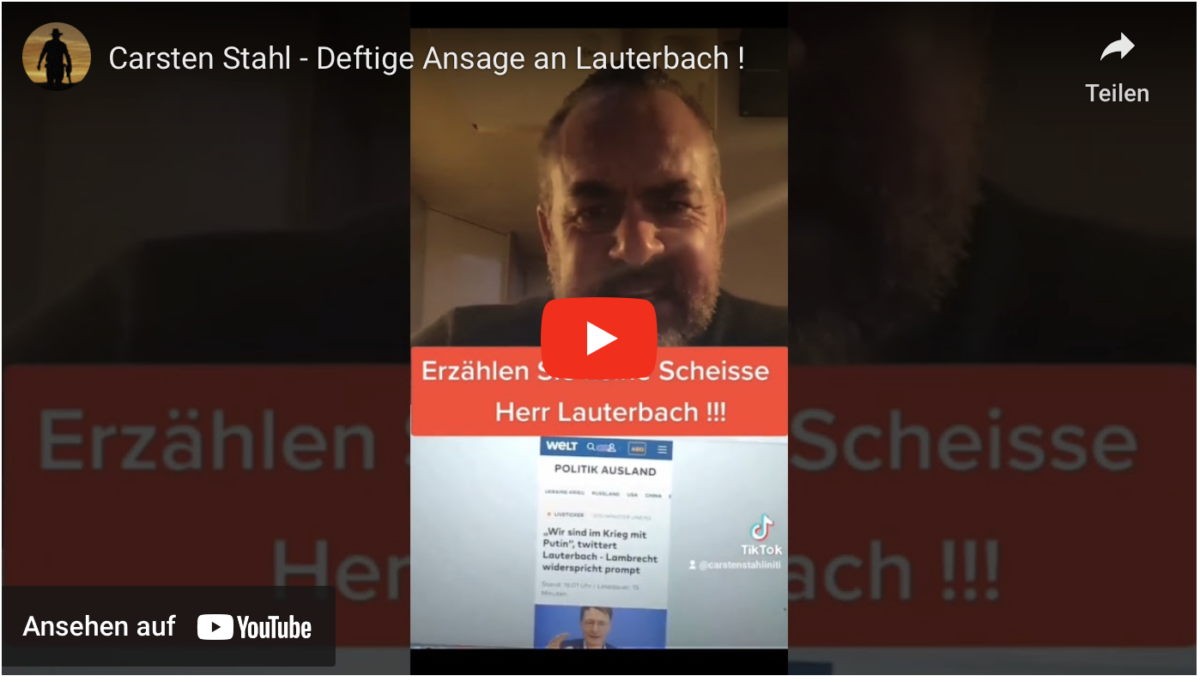 Carsten Stahl – Deftige Ansage an Lauterbach !