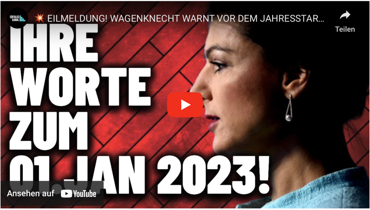 EILMELDUNG! WAGENKNECHT WARNT VOR DEM JAHRESSTART!