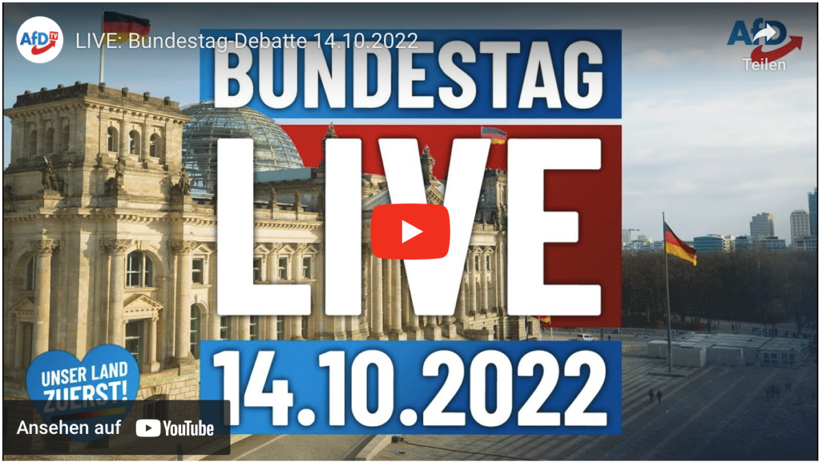LIVE: Bundestag-Debatte 14.10.2022!