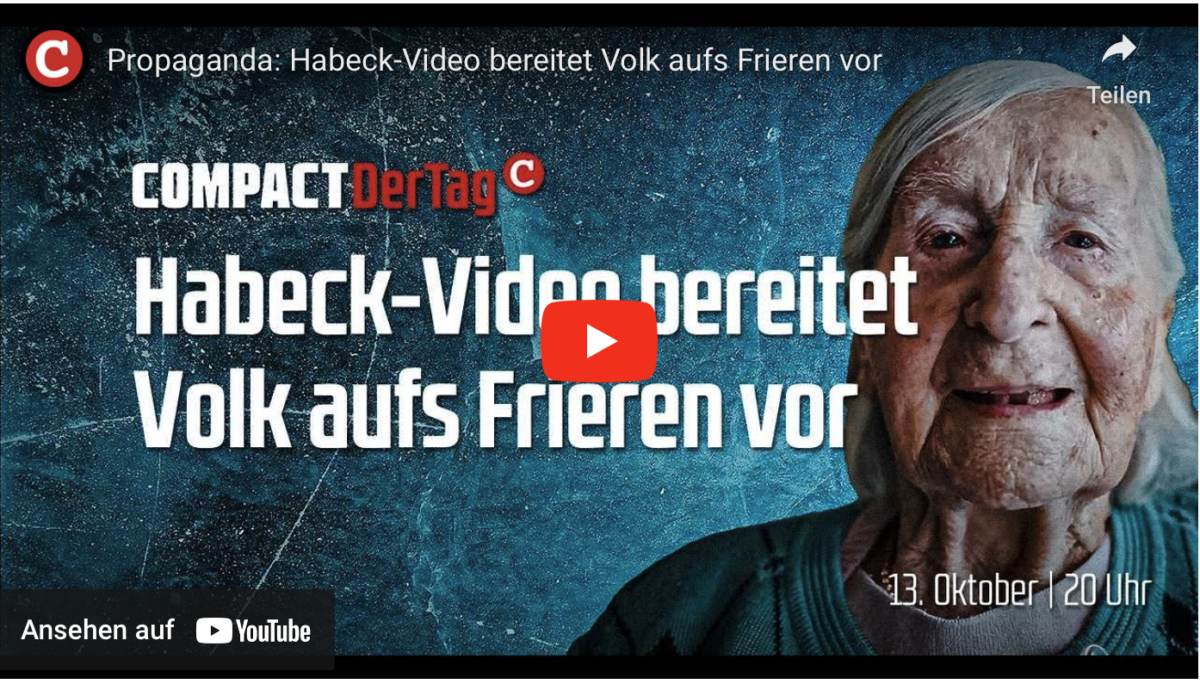 Propaganda: Habeck-Video bereitet Volk aufs Frieren vor!