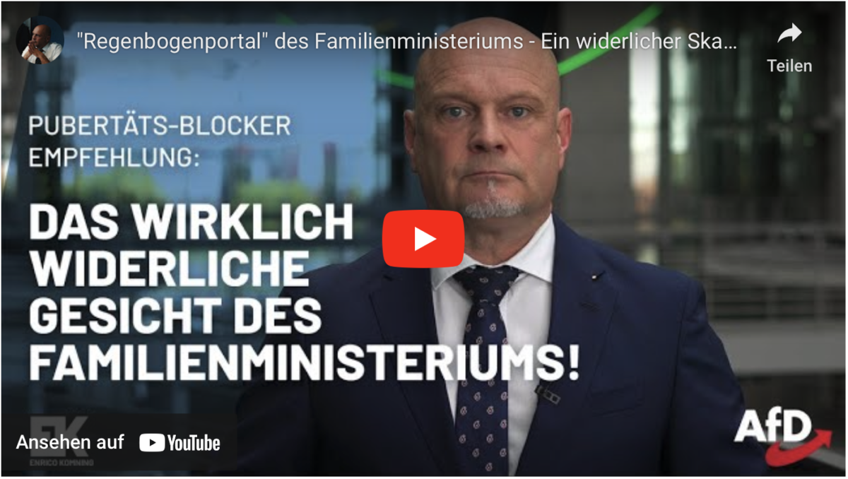 „Regenbogenportal“ des Familienministeriums – Ein widerlicher Skandal!