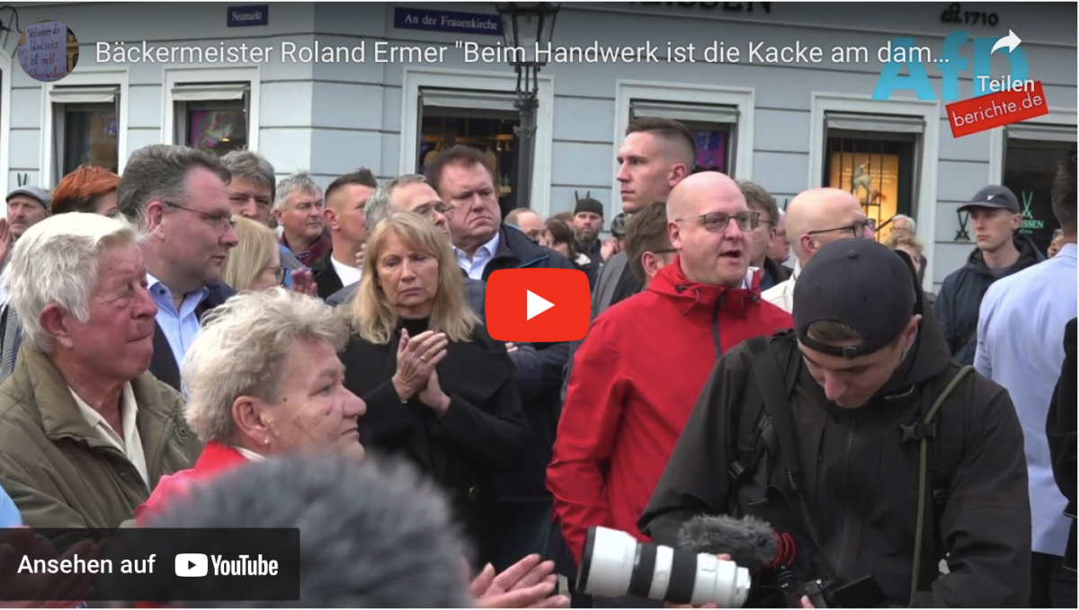 Bäckermeister Roland Ermer „Beim Handwerk ist die Kacke am dampfen“ Demo Dresden auf dem Neumarkt!