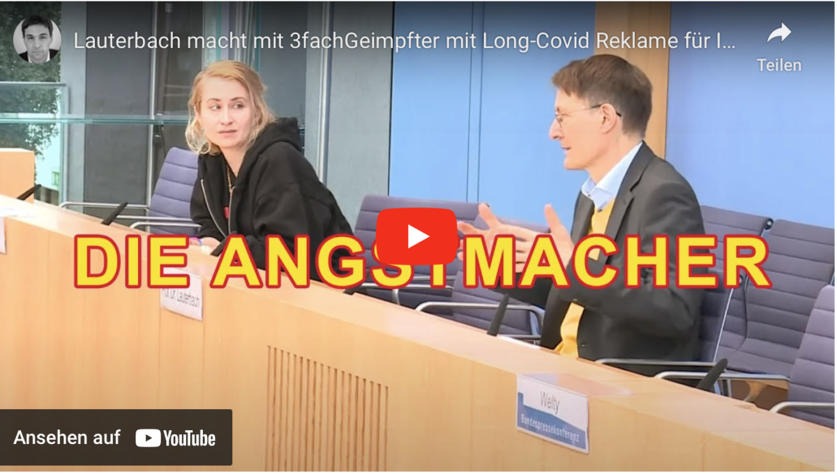 Lauterbach macht mit 3fachGeimpfter mit Long-Covid Reklame für Impfung die genau das verhindern soll!
