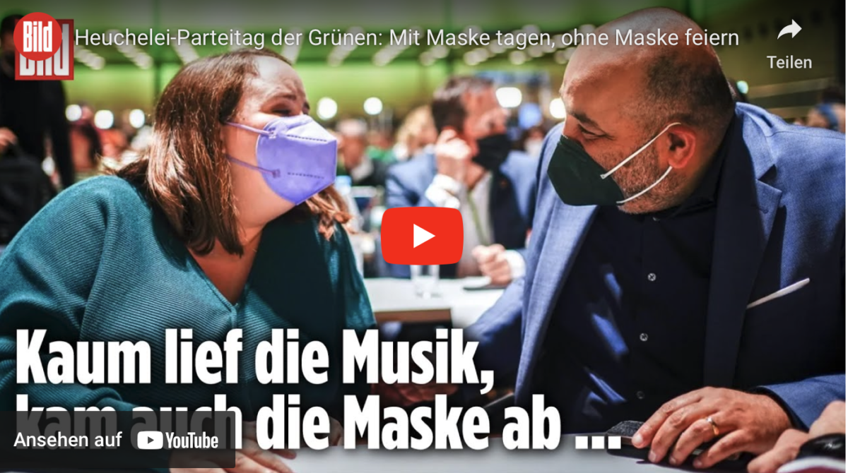Heuchelei-Parteitag der Grünen: Mit Maske tagen, ohne Maske feiern