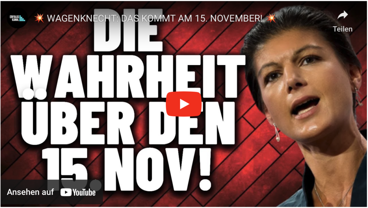 WAGENKNECHT: DAS KOMMT AM 15. NOVEMBER!