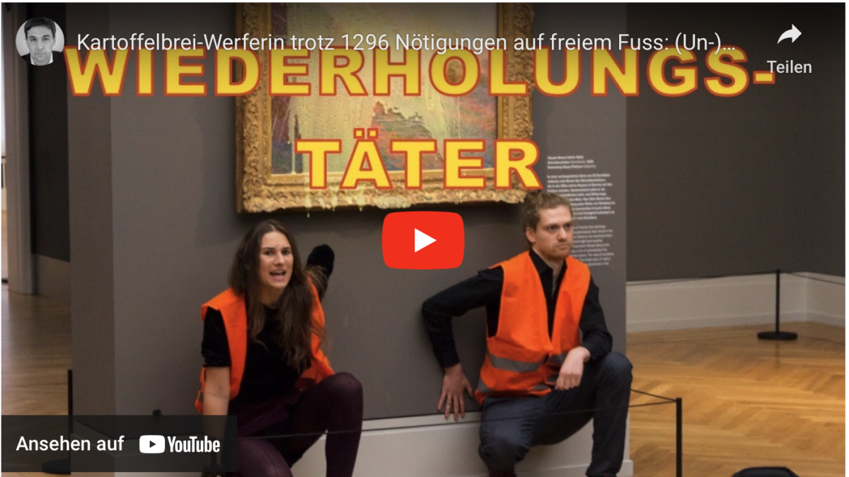 Kartoffelbrei-Werferin trotz 1296 Nötigungen auf freiem Fuss: (Un-)heimliche Sympathie der Justiz?