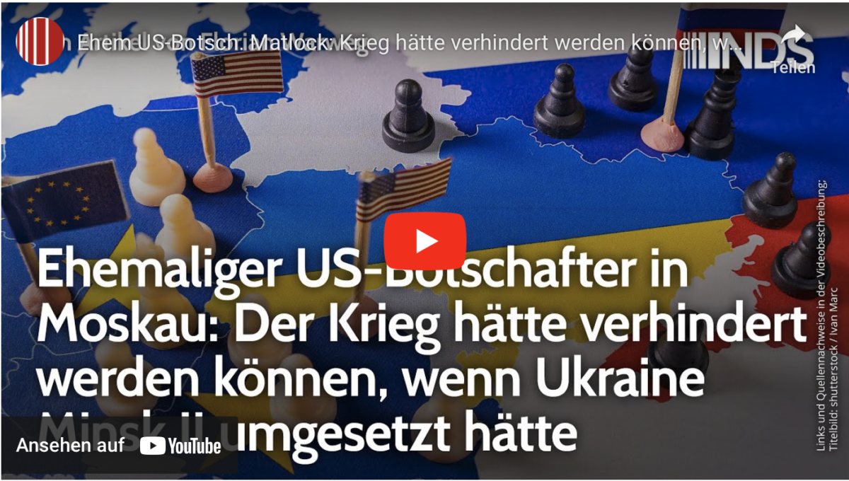 Ehem US-Botsch. Matlock: Krieg hätte verhindert werden können, wenn Ukraine Minsk II umgesetzt hätte!