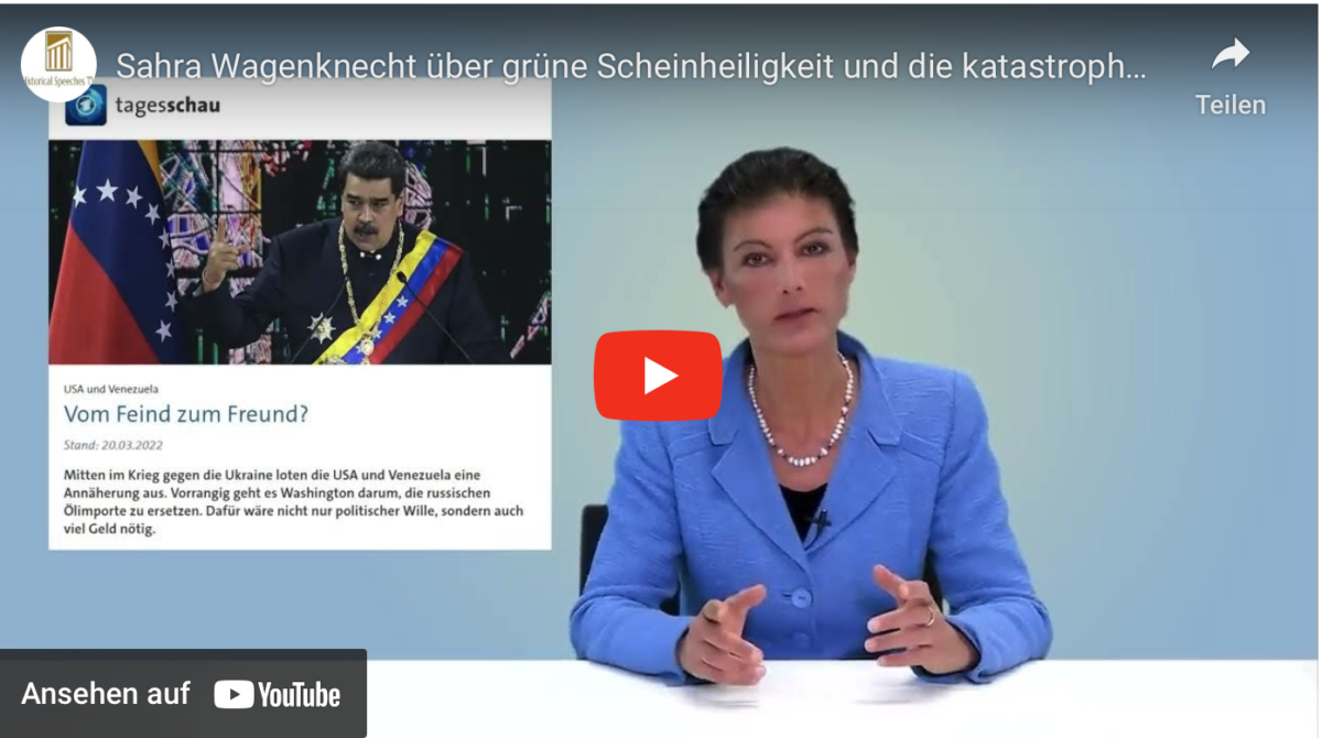 Sahra Wagenknecht über grüne Scheinheiligkeit und die katastrophalen Folgen eines Gas Embargos!